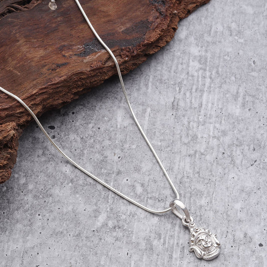 God Durga Maa Pure Silver 92.5% purity Chain pendant by Durga Maa Pendant (Pendant with Rope Chain-22 inches)