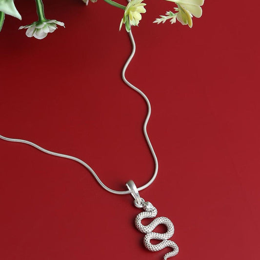 Sterling Silver 92.5 Snake Chain Pendant with Rope Chain 22 Inches for Men by Akshat Sapphire MPSR7357