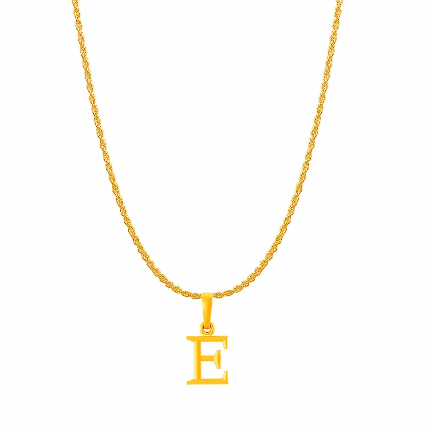 22KT Gold Plated Pure Silver (92.5% purity) precious Name alphabet chain pendant (Locket with Rope chain- 22 Inches)