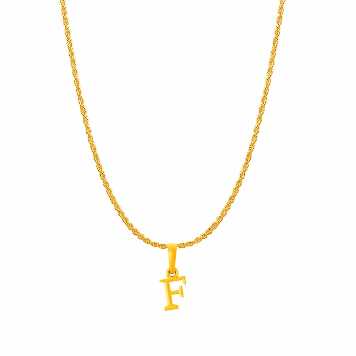 22KT Gold Plated Pure Silver (92.5% purity) precious Name alphabet chain pendant (Locket with Rope chain- 22 Inches)
