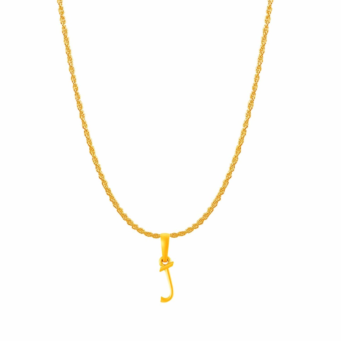 22KT Gold Plated Pure Silver (92.5% purity) precious Name alphabet chain pendant (Locket with Rope chain- 22 Inches)