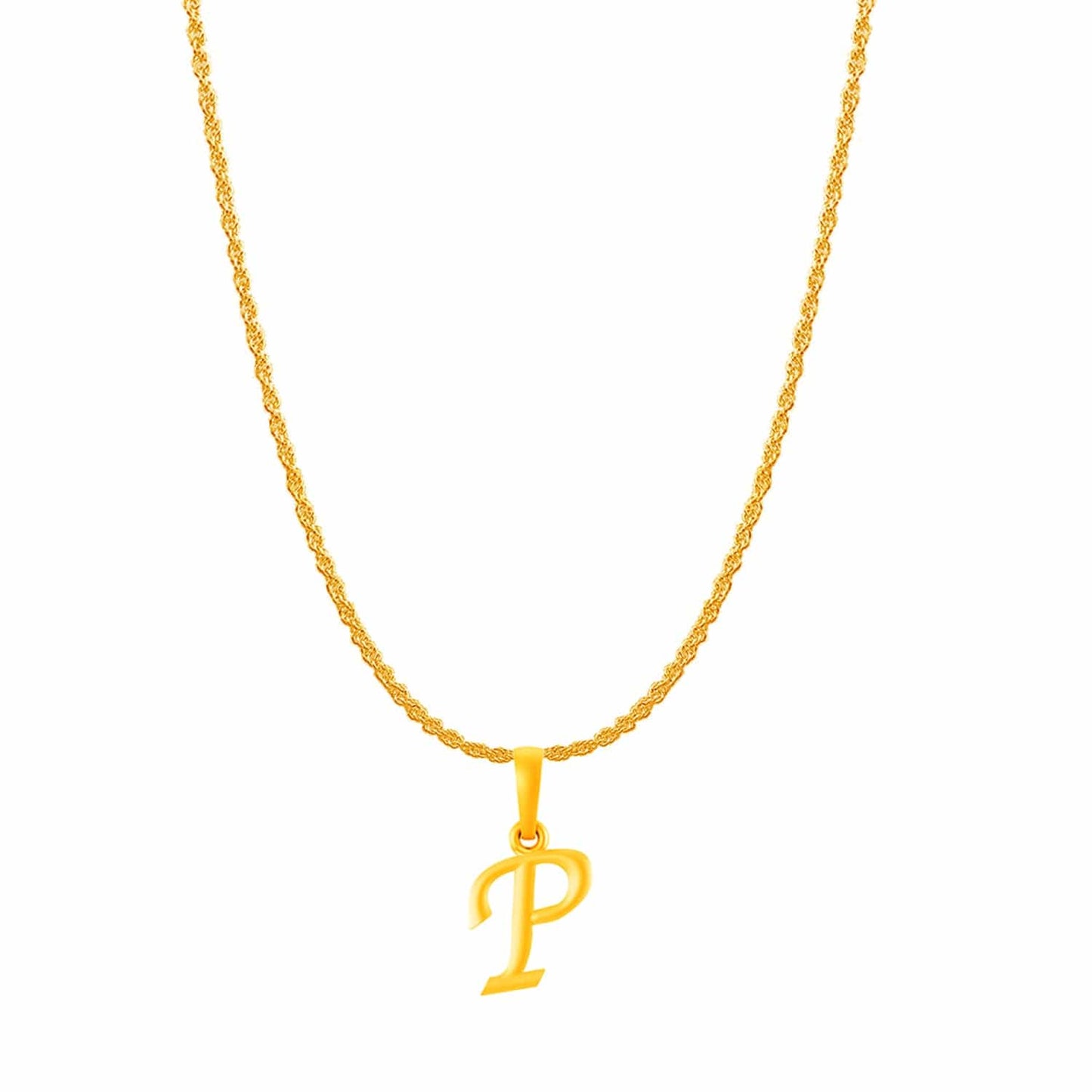 22KT Gold Plated Silver (92.5% purity) precious Name alphabet chain pendant (Pendnat with Rope chain- 22 Inches) pure silver designer alphabet chain locket