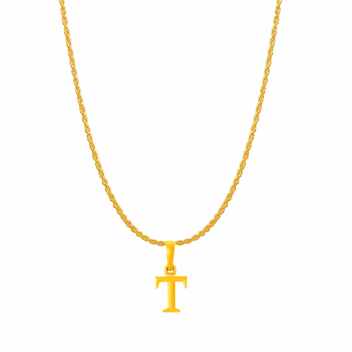 22KT Gold Plated Silver (92.5% purity) precious Name alphabet chain pendant (Pendnat with Rope chain- 22 Inches) pure silver designer alphabet chain locket