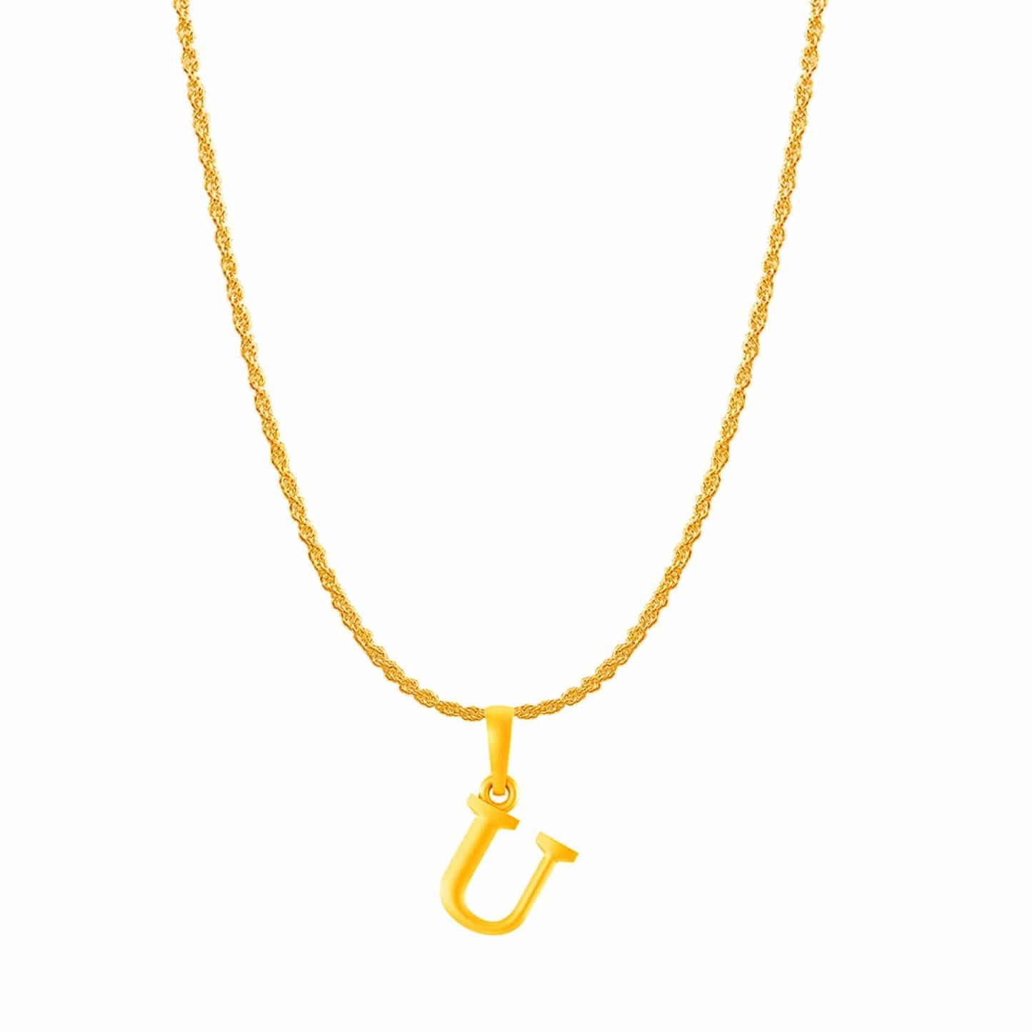 22KT Gold Plated Silver (92.5% purity) precious Name alphabet chain pendant (Pendnat with Rope chain- 22 Inches) pure silver designer alphabet chain locket