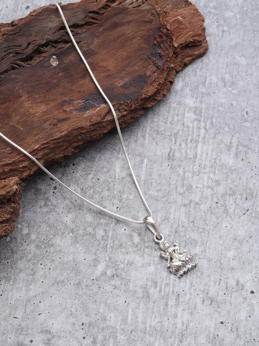 Sterling Silver 92.5 Goddess Laxmi Chain Pendant with Snake Chain 22 Inches for Men by Akshat Sapphire MPSS7013
