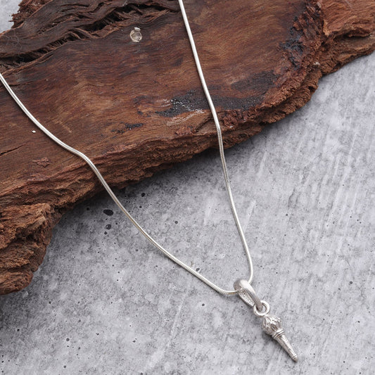 Sterling Silver (92.5% Purity) Pure Silver God Hanuman Gada Chain Pendant (Locket with Snake Chain- 22 inches) for Men & Women