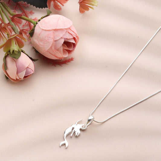 Sterling Silver (92.5% Purity) Pure Silver ambitious and Stylish divine Mermaid Chain Pendant (Locket with Snake Chain-22 inches) for Men & Women
