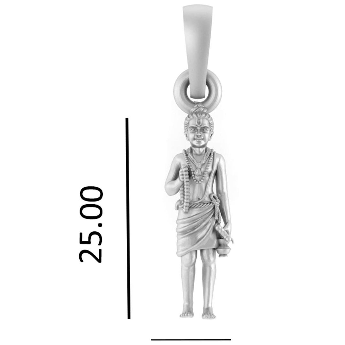 Sterling Silver (92.5% Purity) Pure Silver God Swaminarayan Chain Pendant (Locket with Snake Chain-22 inches) for Men & Women