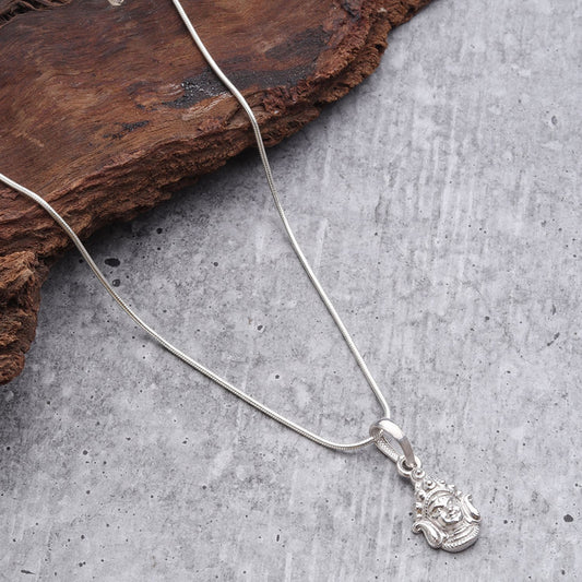 God Durga Maa Pure Silver 92.5% purity Chain pendant by Durga Maa Pendant (Pendant with Snake Chain-22 inches)