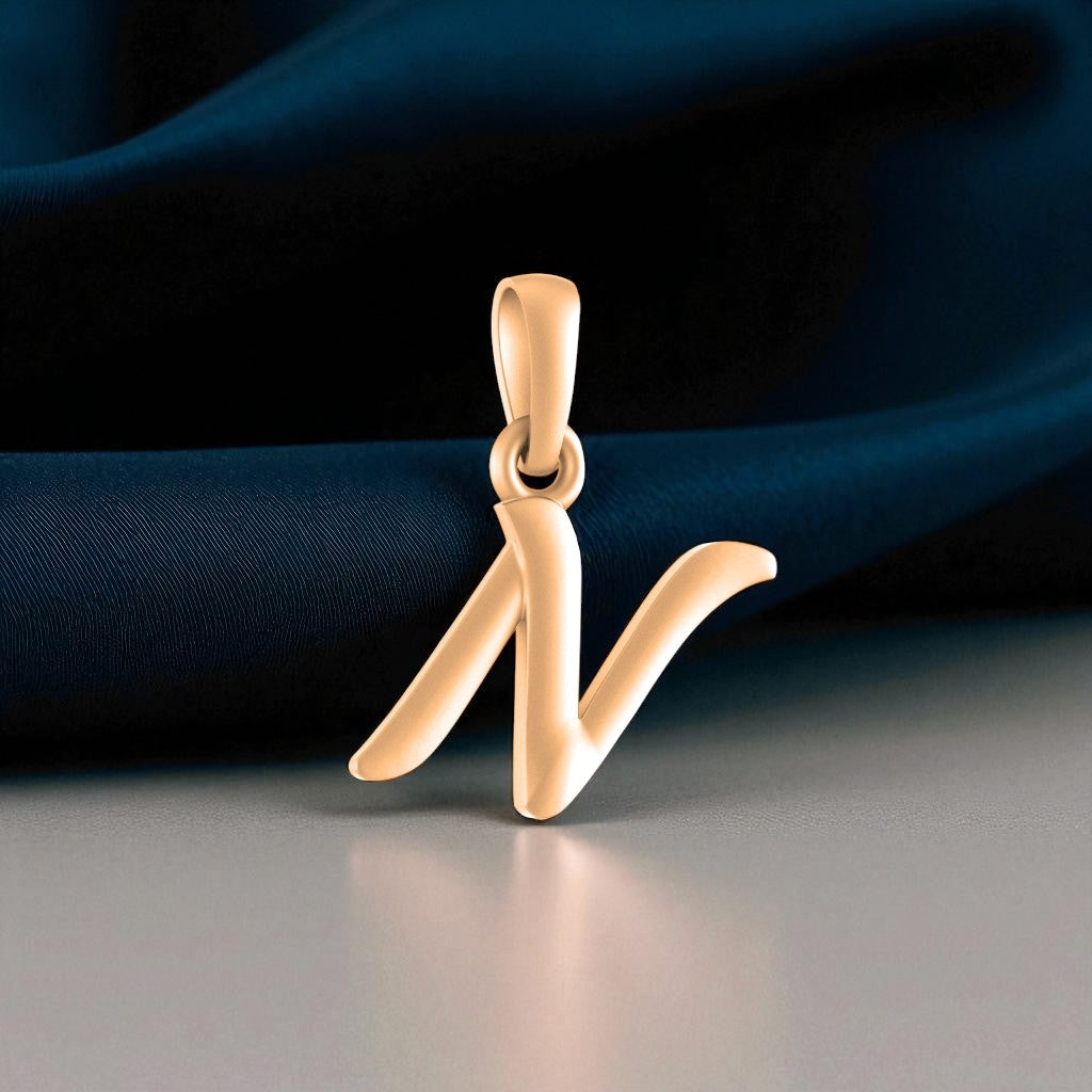 22 CT Gold Plated Silver (92.5% purity) Precious Name Alphabet Pendant by For Kids And Girls