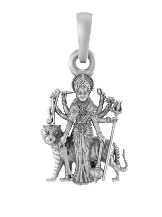 92.5% Pure Sterling Silver Goddess Durga maa Pendant (Big Size) for Men & Women