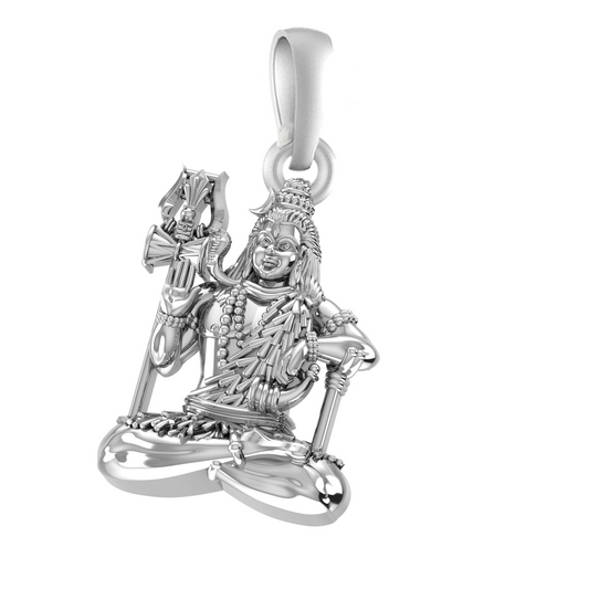 Akshat Sapphire 92.5% Pure Sterling Silver God Shiva Pendant (Big Size) for Men & Women