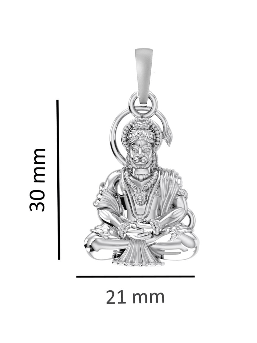 92.5% Pure Sterling Silver God Hanuman/Bajrang Bali (Big Size) Pendant for Men and Boys