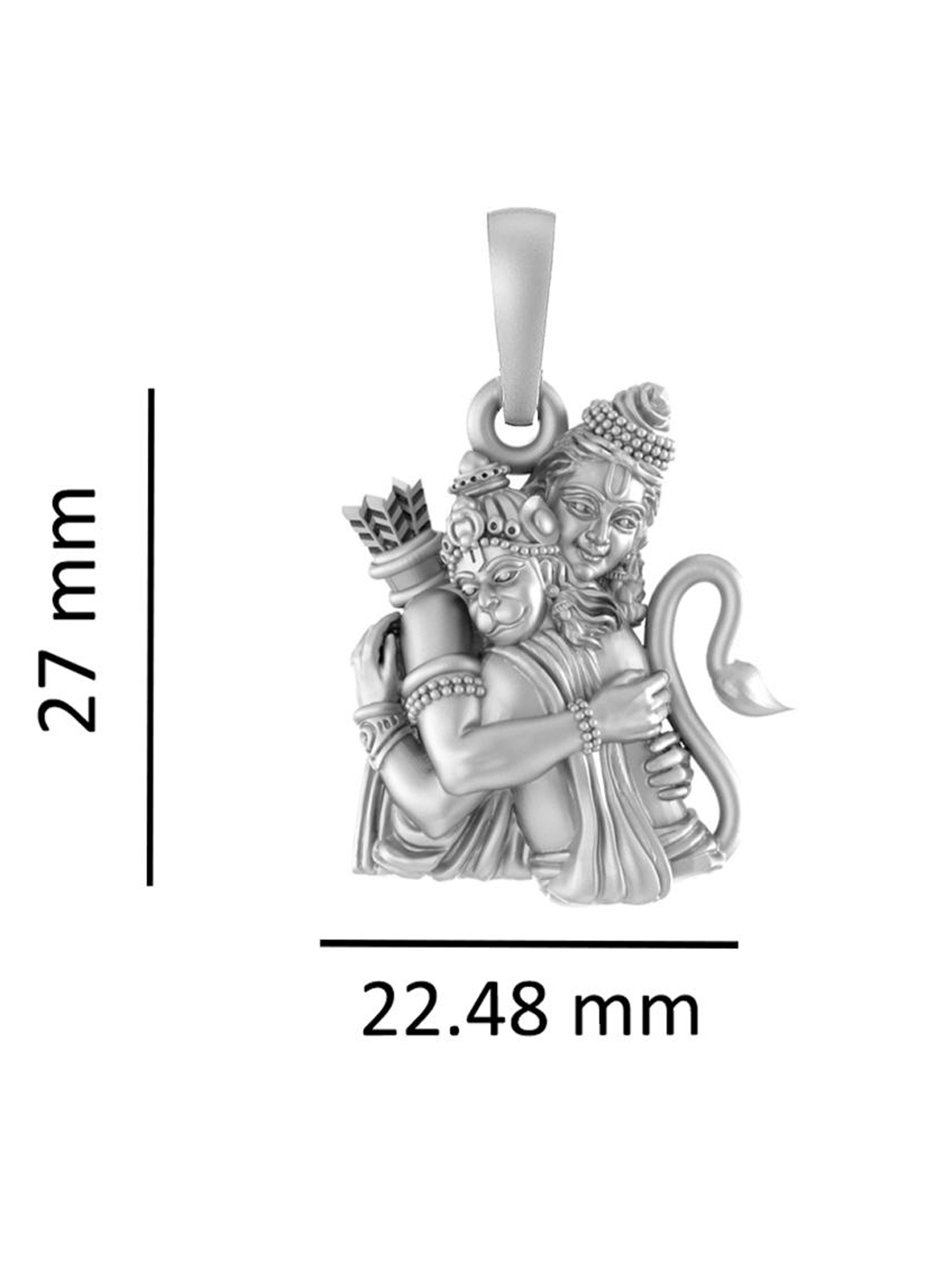 92.5% Pure Sterling Silver God Hanuman/Bajrang Bali (Big Size) Pendant for Men and Boys