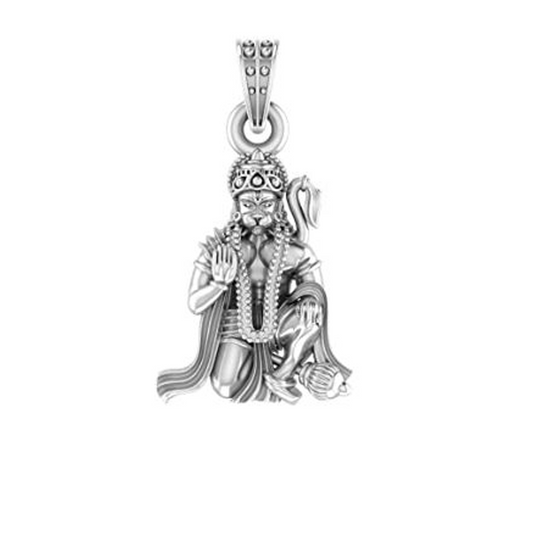 92.5% Pure Sterling Silver God Hanuman/Bajrang Bali (Big Size) Pendant for Men and Boys