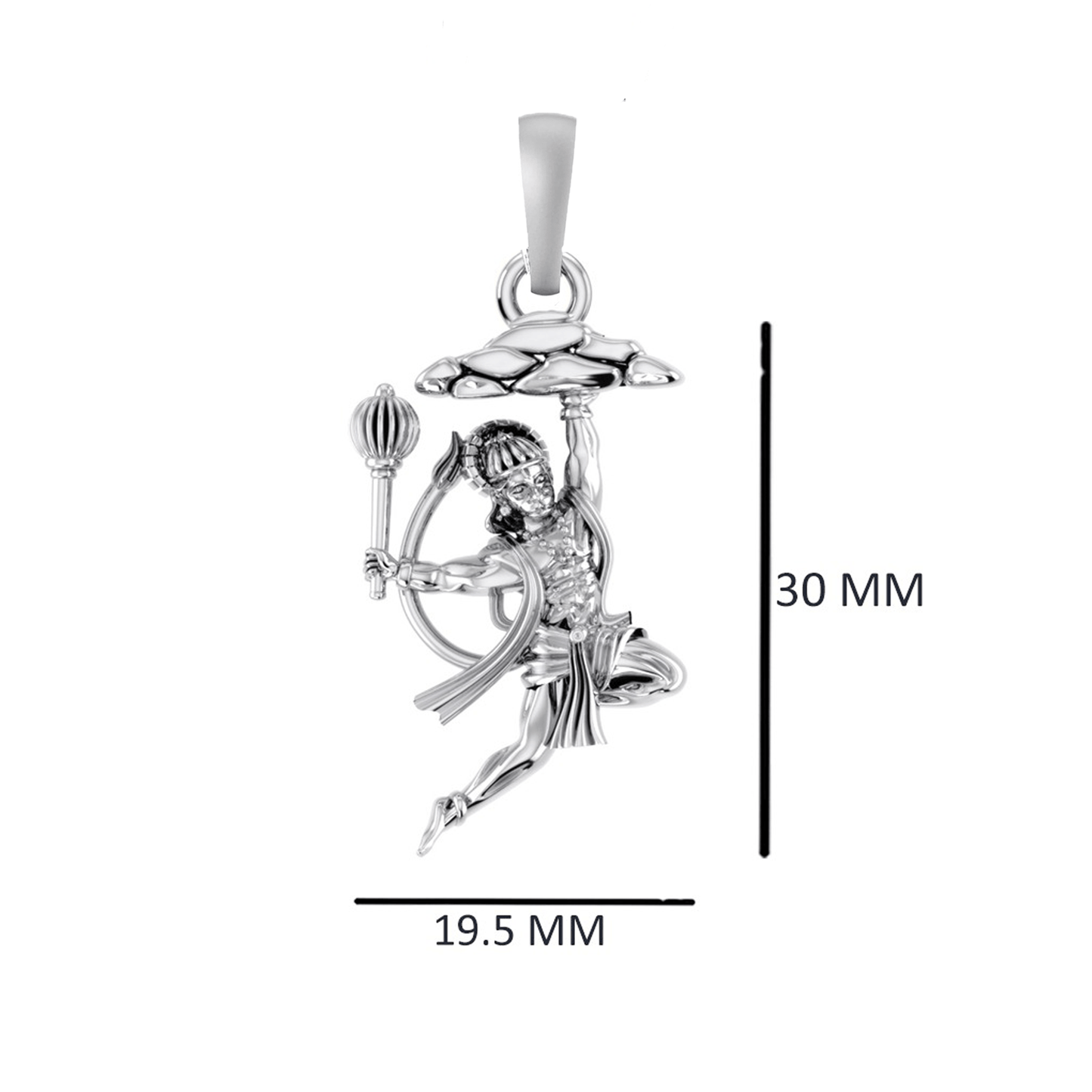 Akshat Sapphire 92.5% Pure Sterling Silver God Hanuman (Big Size) Pendant for Men and Boys