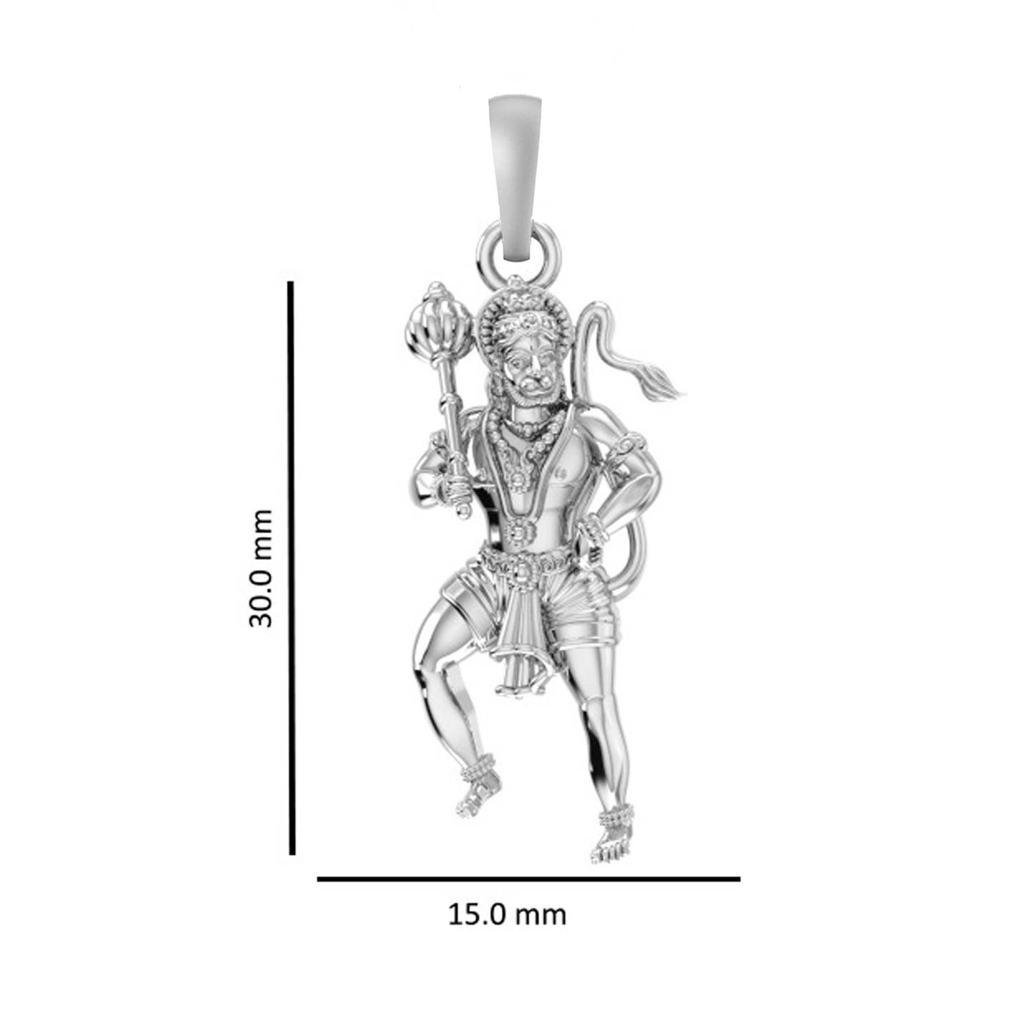 Akshat Sapphire 92.5% Pure Sterling Silver God Hanuman (Big Size) Pendant for Men and Boys