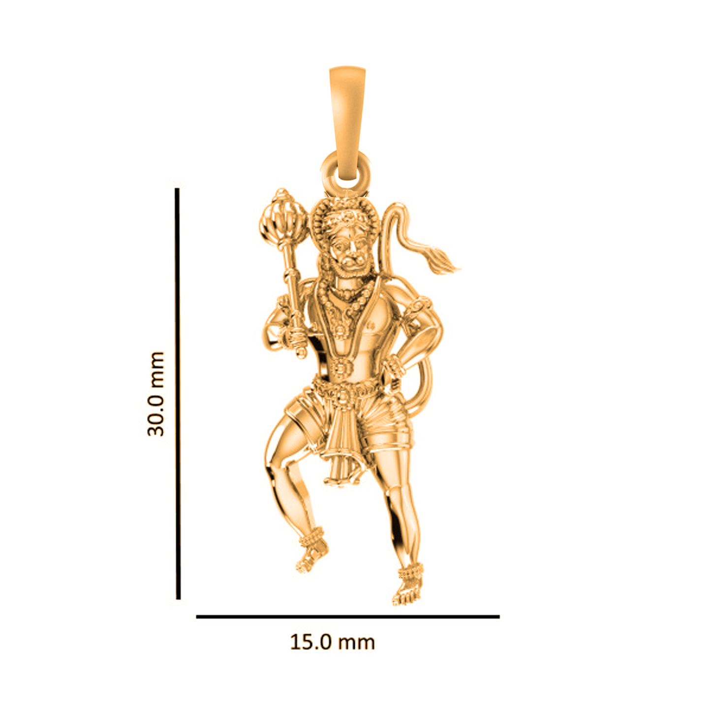 22 CT Gold Plated Silver (92.5% purity)God Hanuman/Bajrang Bali (Big Size) Pendant for Men