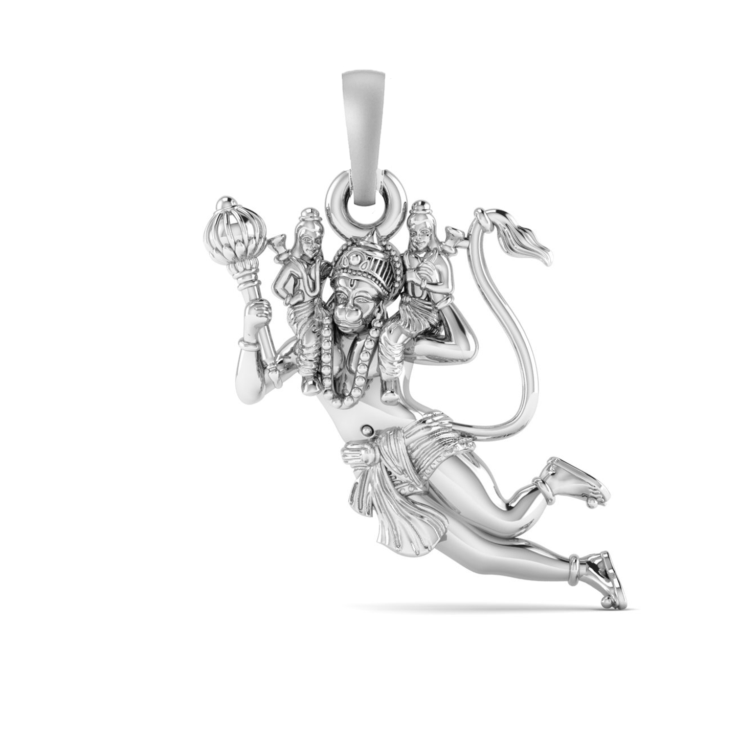 Akshat Sapphire 92.5% Pure Sterling Silver God Hanuman (Big Size) Pendant for Men and Boys