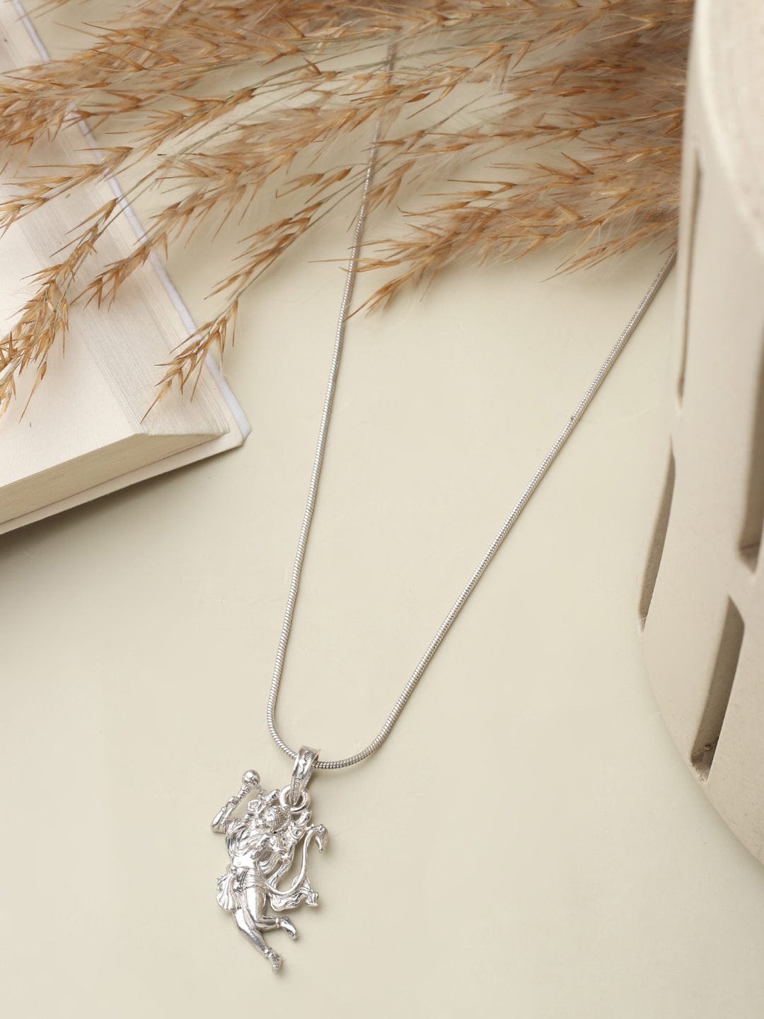Akshat Sapphire 92.5% Pure Sterling Silver God Hanuman (Big Size) Pendant for Men and Boys