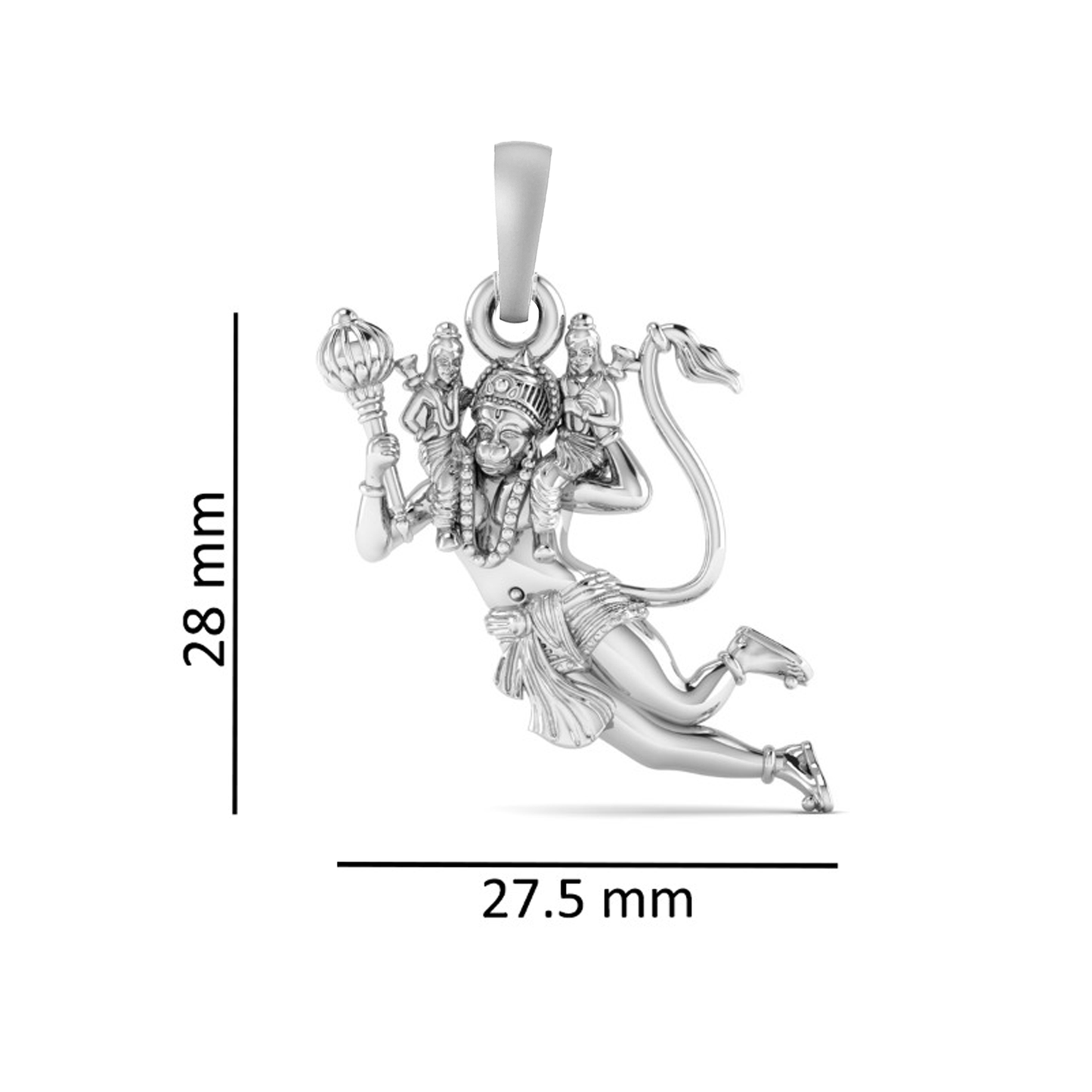 Akshat Sapphire 92.5% Pure Sterling Silver God Hanuman (Big Size) Pendant for Men and Boys