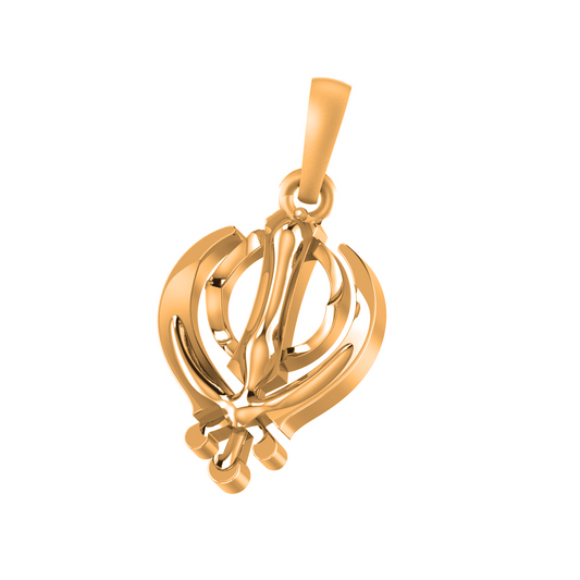22 CT Gold Plated Silver (92.5% purity)  religious Sikh Khanda symbol Pendant (Big Size)  for Men and Women