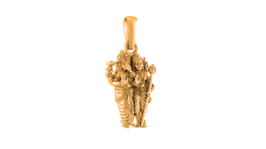22 CT Gold Plated Silver (92.5% purity) God Ganesh Kartikeya Pendant (Big Size) for Men and Women