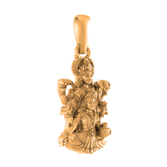 22 CT Gold Plated Silver (92.5% purity) God Vishnu Laxmi Pendant (Big Size) for Men and Women