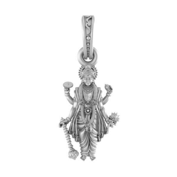 92.5% Pure Sterling Silver God Vishnu Pendant (Big Size) for Men & Women