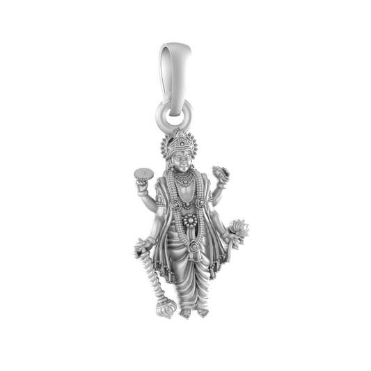 Akshat Sapphire 92.5% Pure Sterling Silver God Vishnu Pendant (Big Size) for Men & Women