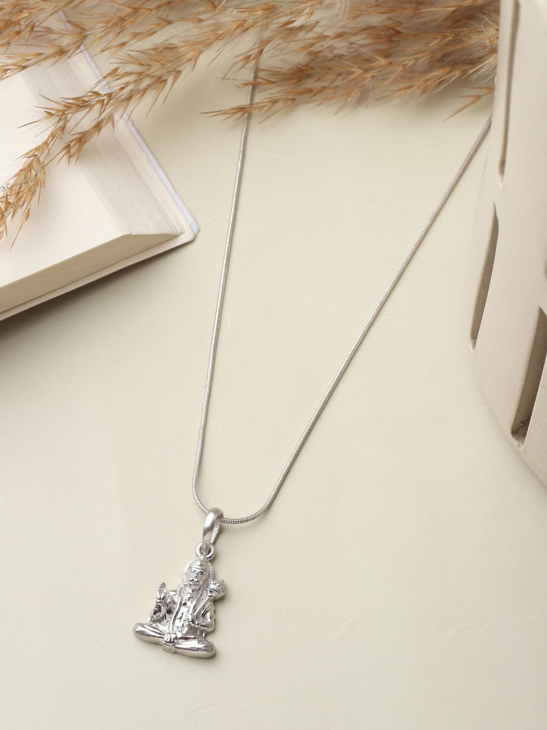 Akshat Sapphire 92.5% Pure Sterling Silver God Hanuman (Big Size) Pendant for Men and Boys