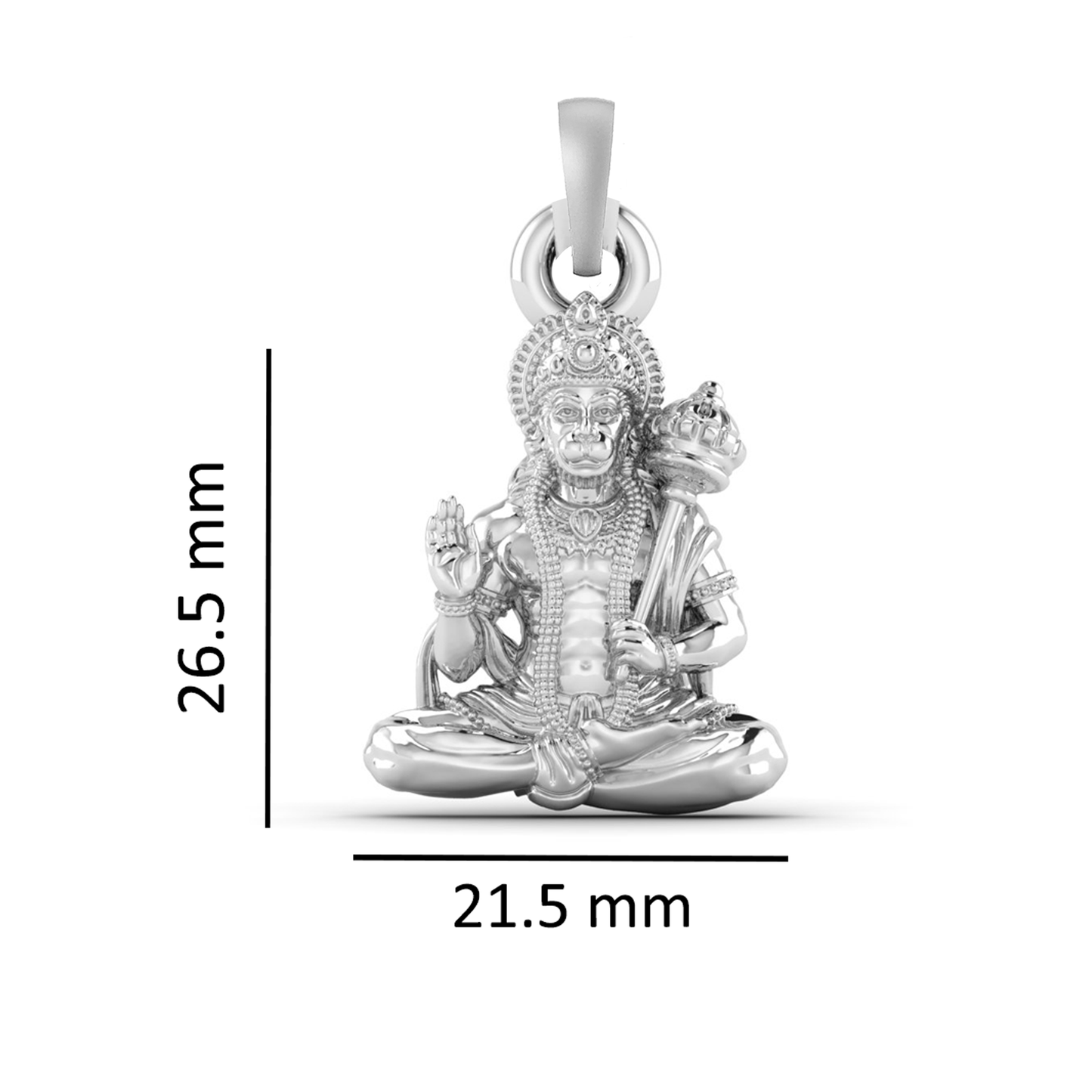 Akshat Sapphire 92.5% Pure Sterling Silver God Hanuman (Big Size) Pendant for Men and Boys