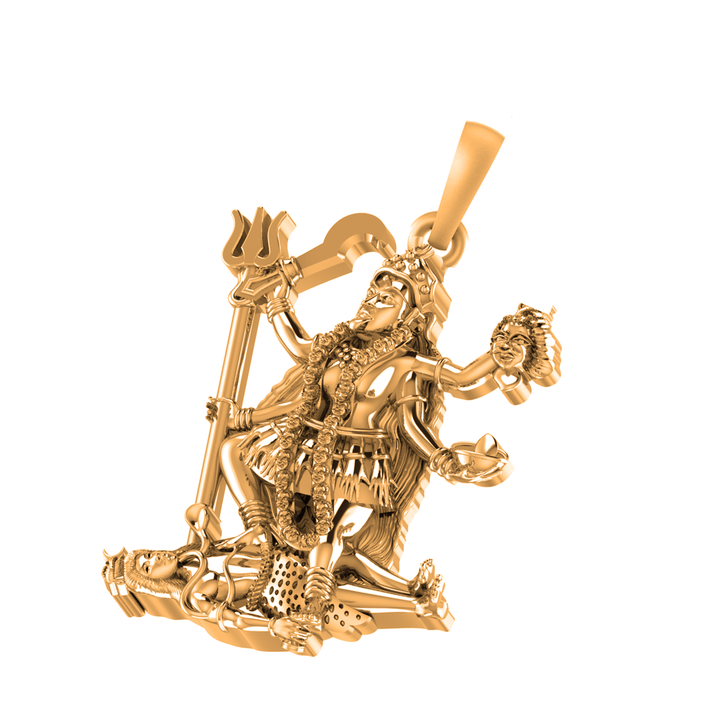 22 CT Gold Plated Silver (92.5% purity) Goddess Kaali Maa Pendant for Men and Women