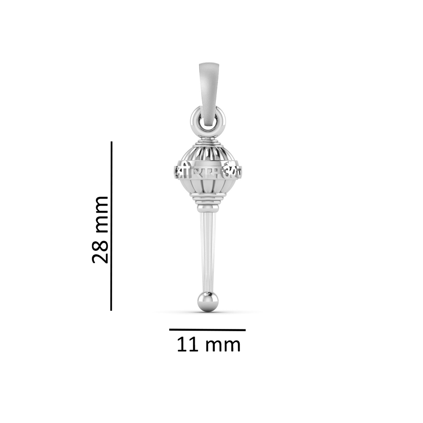 92.5% Pure Sterling Silver God Hanuman/Bajrang Bali Gada Pendant (Big size) for Men & Women