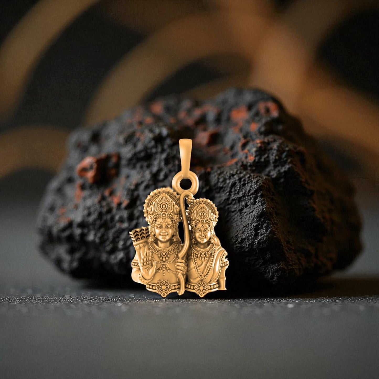 22 CT Gold Plated Silver (92.5% purity) God Ram and Maa Sita (Big Size) Pendant for Men and Women