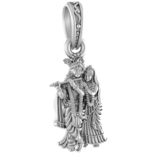 92.5% Pure Sterling Silver God Radha Krishna (Big Size) Pendant for Men & Women