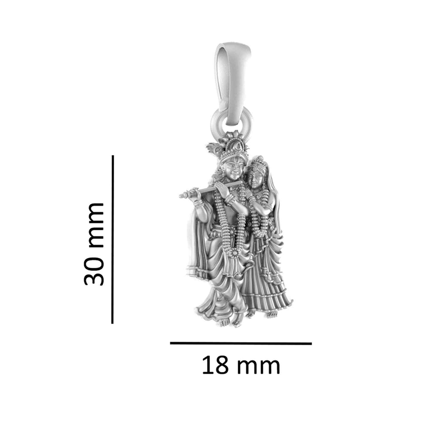 92.5% Pure Sterling Silver God Radha Krishna (Big Size) Pendant for Men & Women