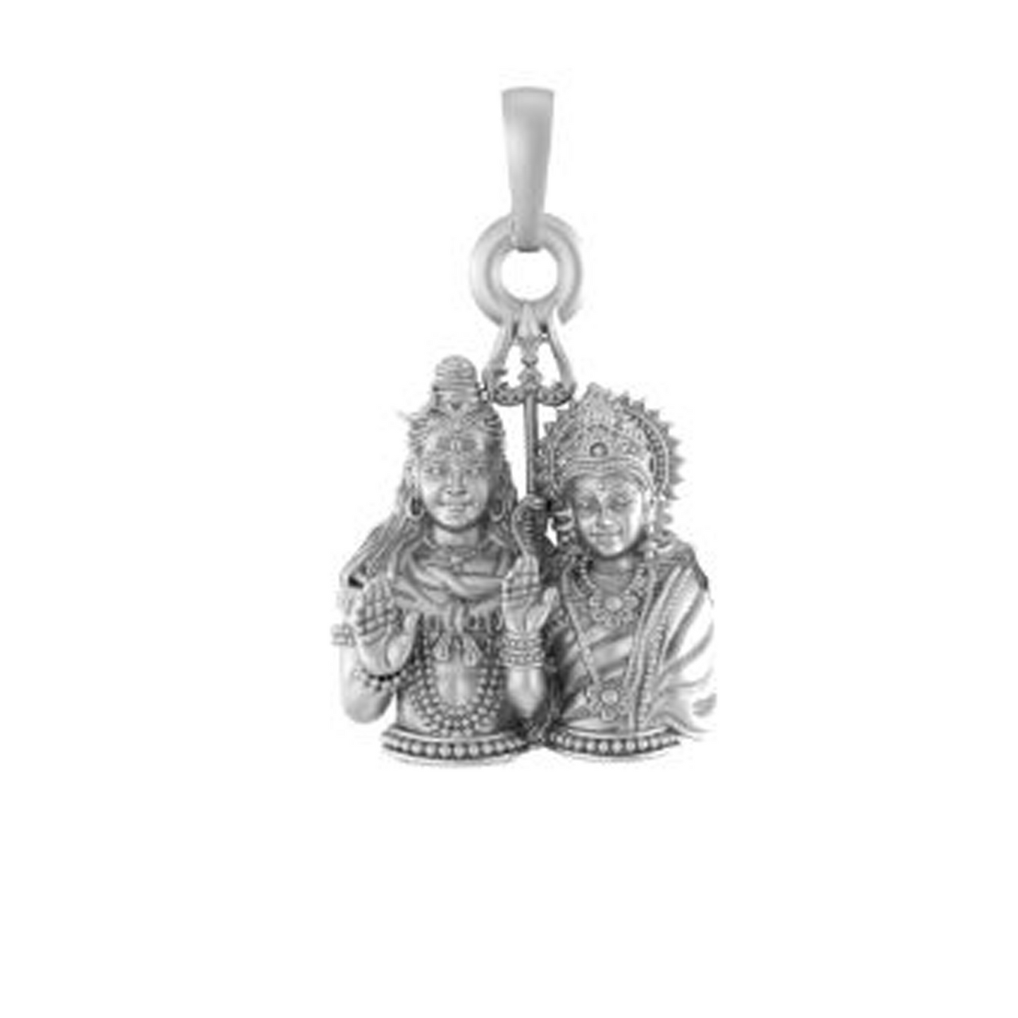 Akshat Sapphire 92.5% Pure Sterling Silver God Shiv Parvati (Big Size) Pendant for Men & Women