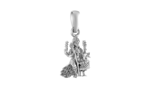 Akshat Sapphire 92.5% Pure Sterling Silver God Kartikeya (Big Size) Pendant for Men & Women