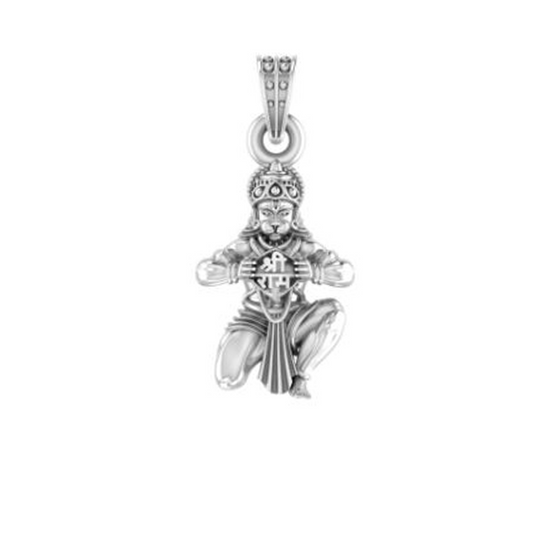 92.5% Pure Sterling Silver God Hanuman/Bajrang Bali (Big Size) Pendant for Men and Boys