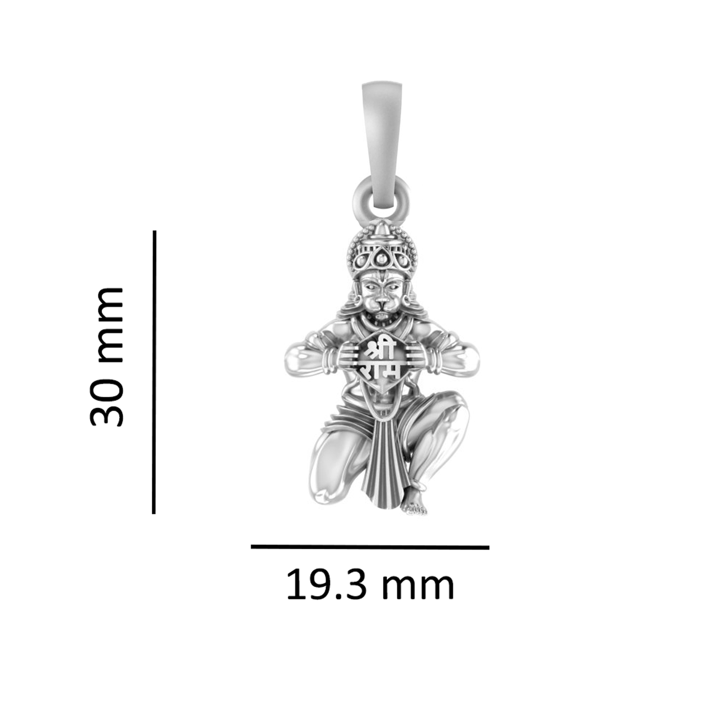 Akshat Sapphire 92.5% Pure Sterling Silver God Hanuman (Big Size) Pendant for Men and Boys