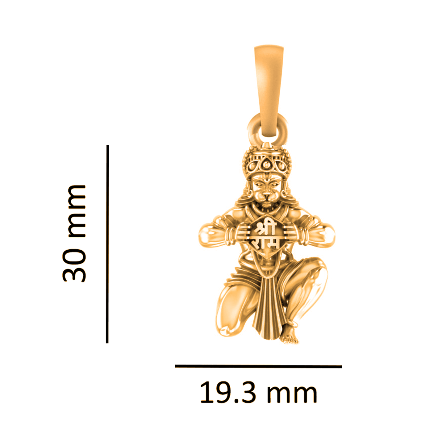 22 CT Gold Plated Silver (92.5% purity) God Hanuman (Big Size) Pendant for Men