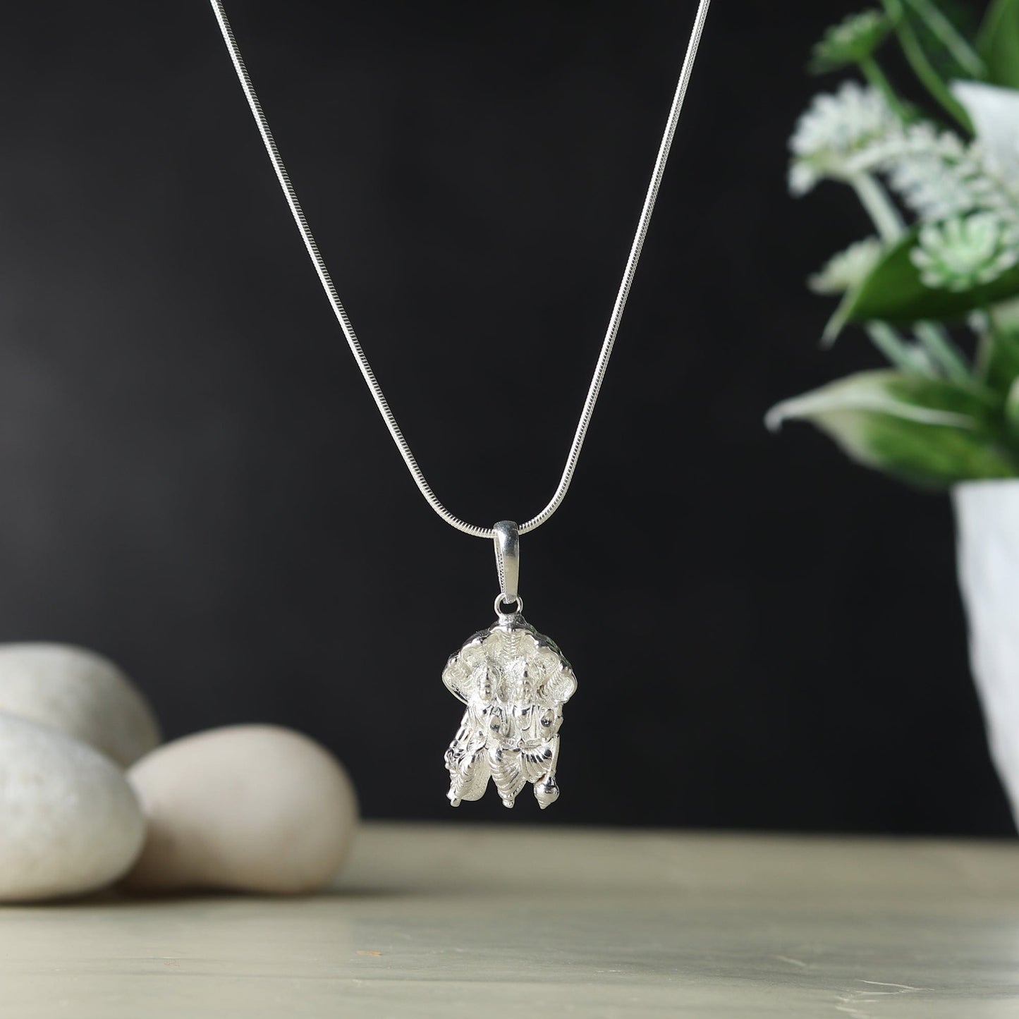 92.5% Pure Sterling Silver God Vishnu Laxmi (Big Size) Pendant for Men & Women