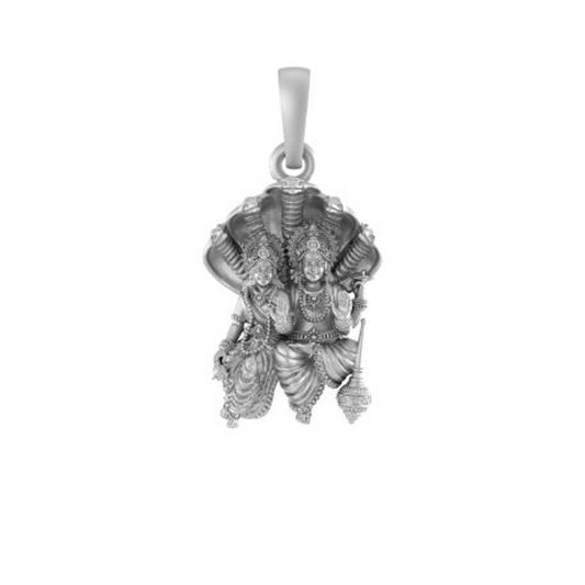 92.5% Pure Sterling Silver God Vishnu Laxmi (Big Size) Pendant for Men & Women