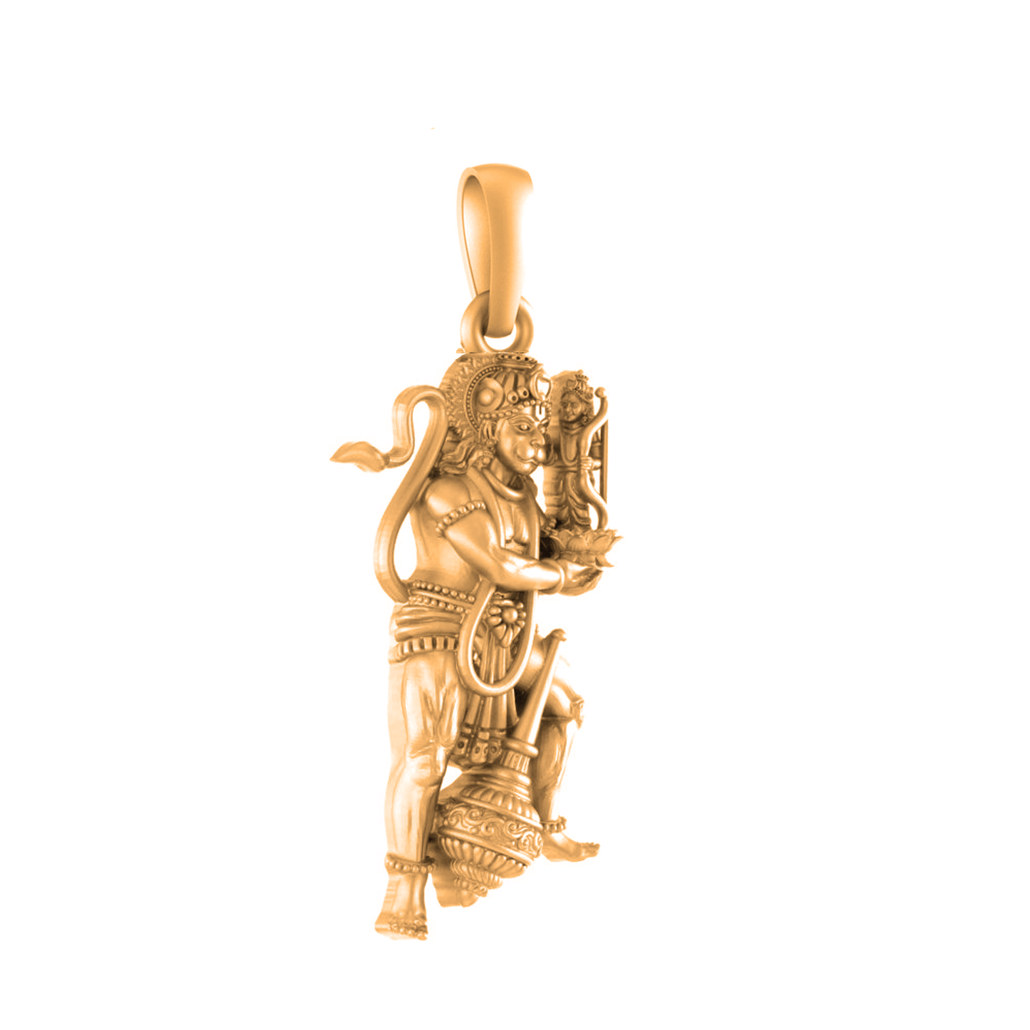 22 CT Gold Plated Silver (92.5% purity) God Hanuman/Bajrang Bali (Big Size) Pendant for Men