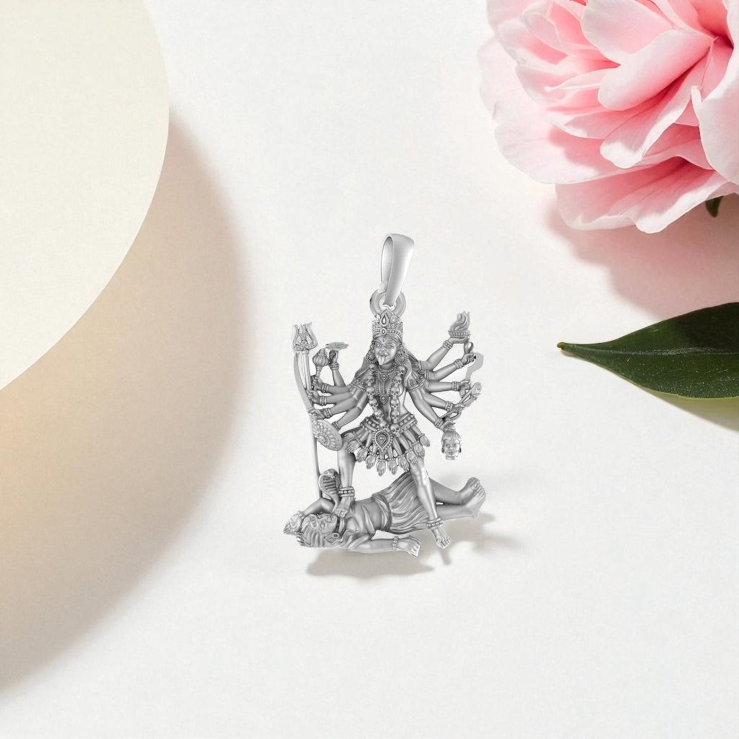 Akshat Sapphire 92.5% Pure Sterling Silver Goddess kali maa (Big Size) Pendant for Men & Women