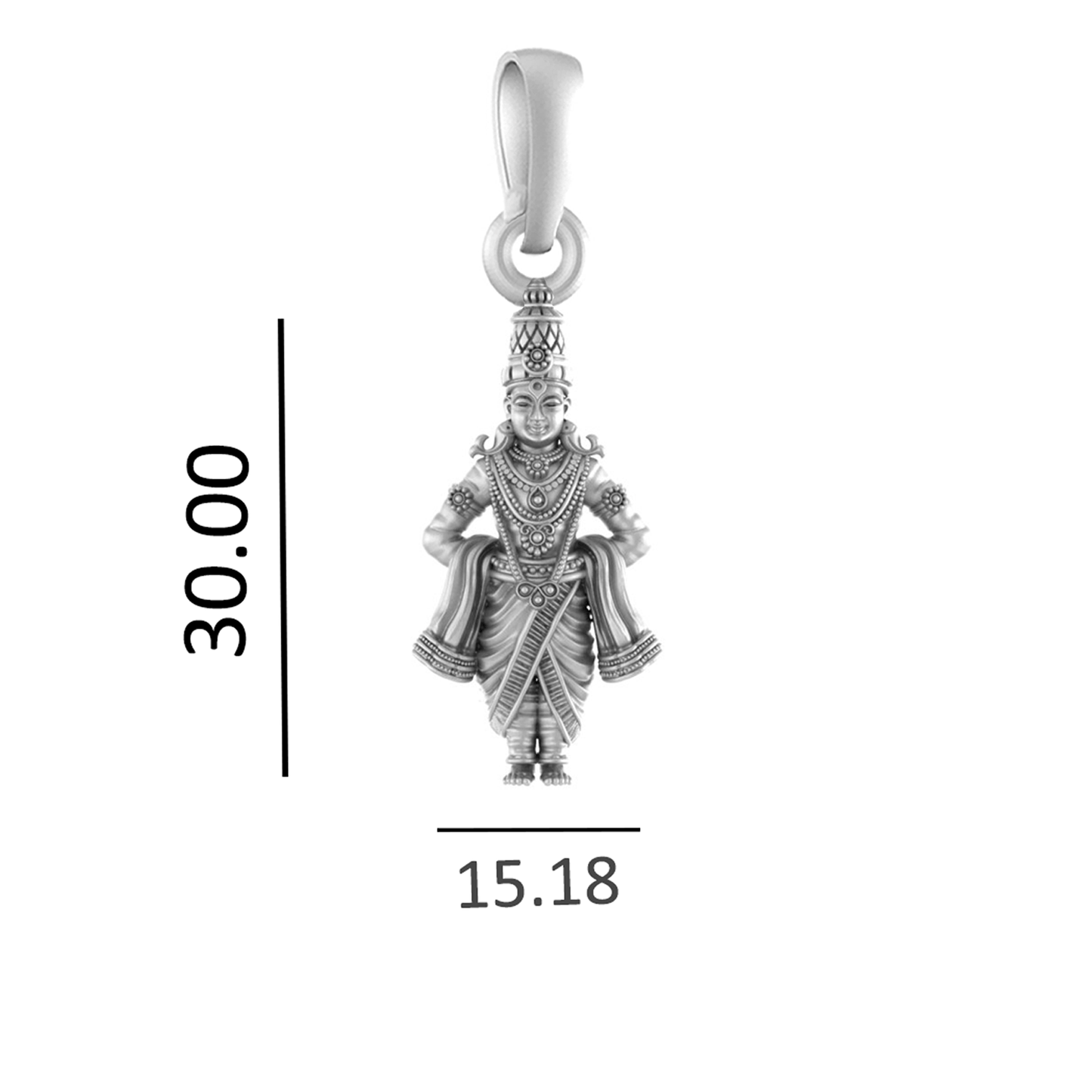92.5% Pure Sterling Silver God Vitthal Pendant (Big Size) for Men & Women