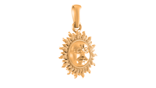 22 CT Gold Plated Silver (92.5% purity) Divine God Sun (Big Size) Pendant for Men and Women