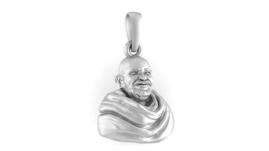 Akshat Sapphire 92.5% Pure Sterling Silver Neem Karoli Baba Pendant for Men & Women