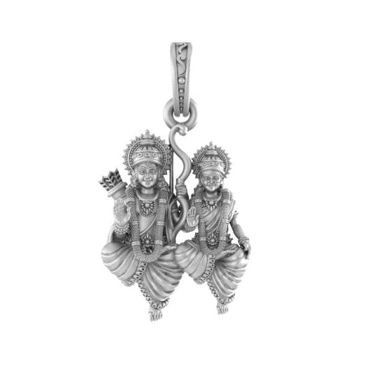 92.5% Pure Sterling Silver God Ram and Maa Sita (Big Size) Pendant for Men & Women